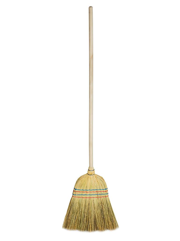 natural filling broom with wood handle